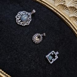 Moonstone And Citrine Natural Stone Pendants Clearance Set 