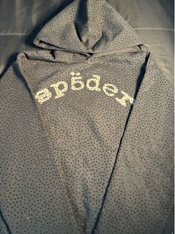 Black Spider rhinestone zip up hoodie #rhinestone #bling