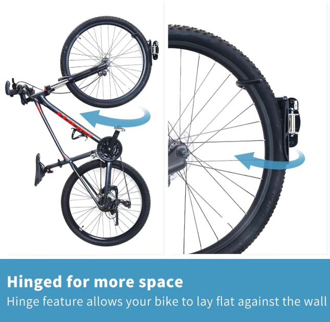 Swivel Bike Rack Wall Mounted Bike Storage Indoor Bike Wall Hanger, 2 Pack