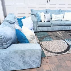 Blue Couch and Loveseat Set 