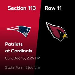 Patriots va Cardinals Lower Level Tickets 