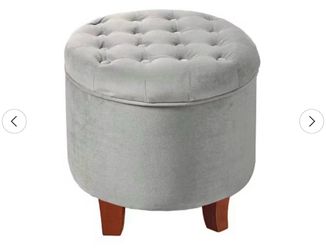 Large Round Button Tufted Storage Ottoman Gray - HomePop  Brand new in box - Assembly is required  cash only  Pickup only (Anaheim)