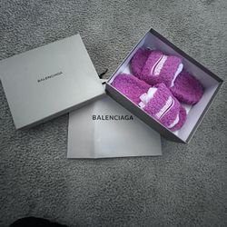 Balenciaga Pink fur slides