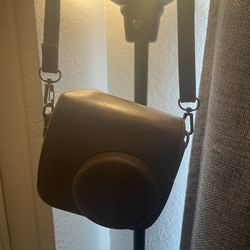 Teal Polaroid Camera With Leather Case