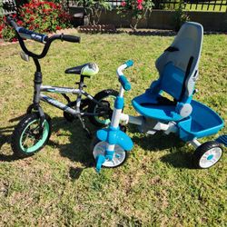 Tricycle and bicycle in good condition—like new.