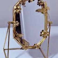Beautiful Butterfly Gold Filigree Dresser Mirror 
