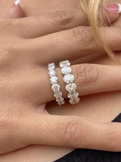 4CT Oval Cut Diamond Eternity Band In 14k White Gold. 100% Natural & Certified Diamonds Only. 