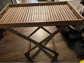 Folding table wood amazing condition great for temporary dinning table couch table planters table asking 35 don’t need
