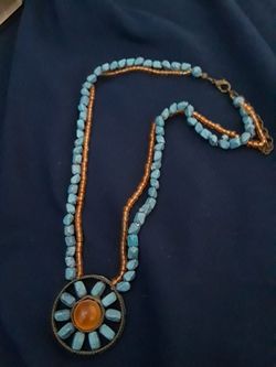 Turquoise and brown necklace