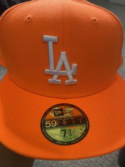New Era LA Dodgers Hat Orange & White Size 7 3/4