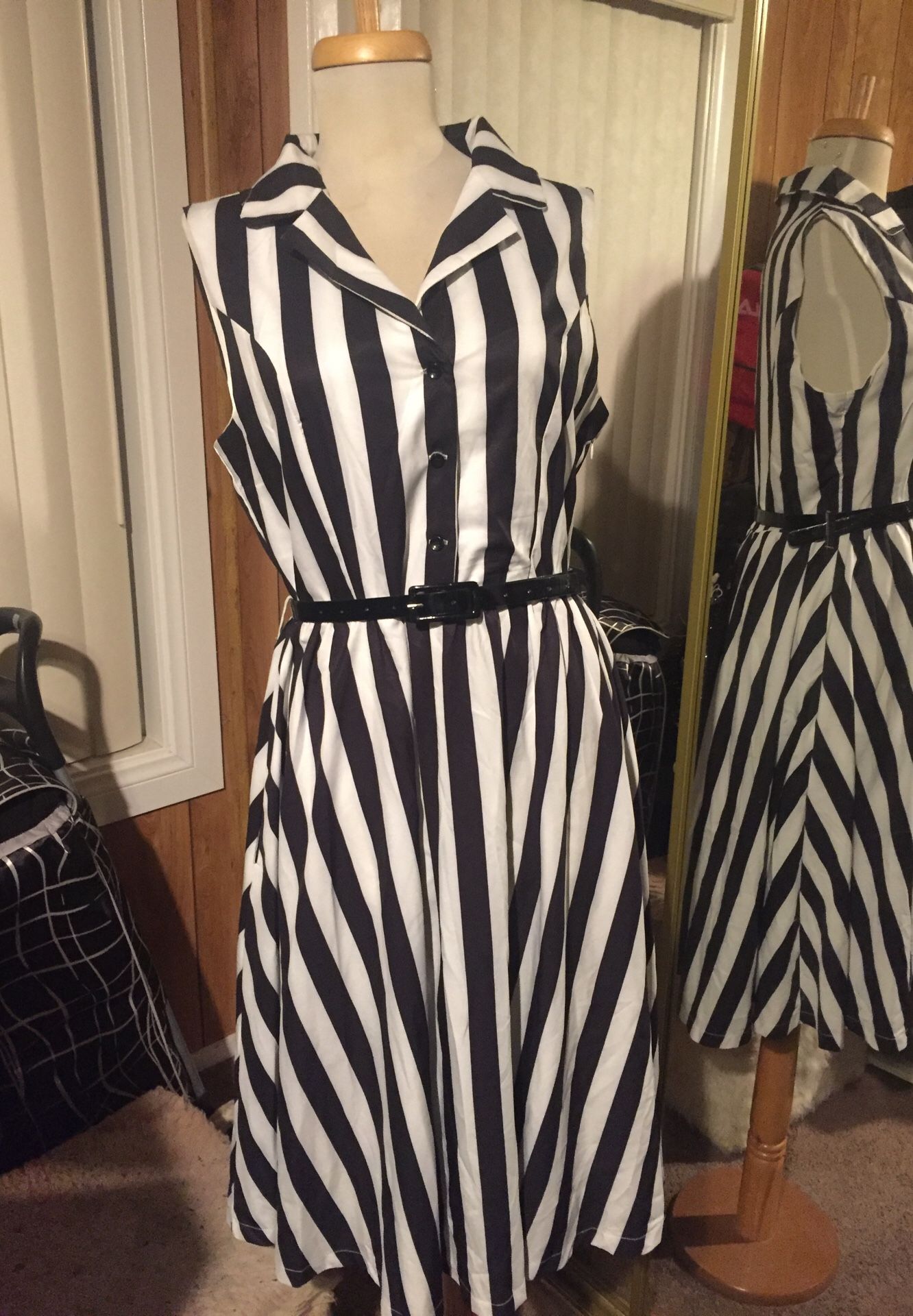 Lindy Bop black and white striped dress