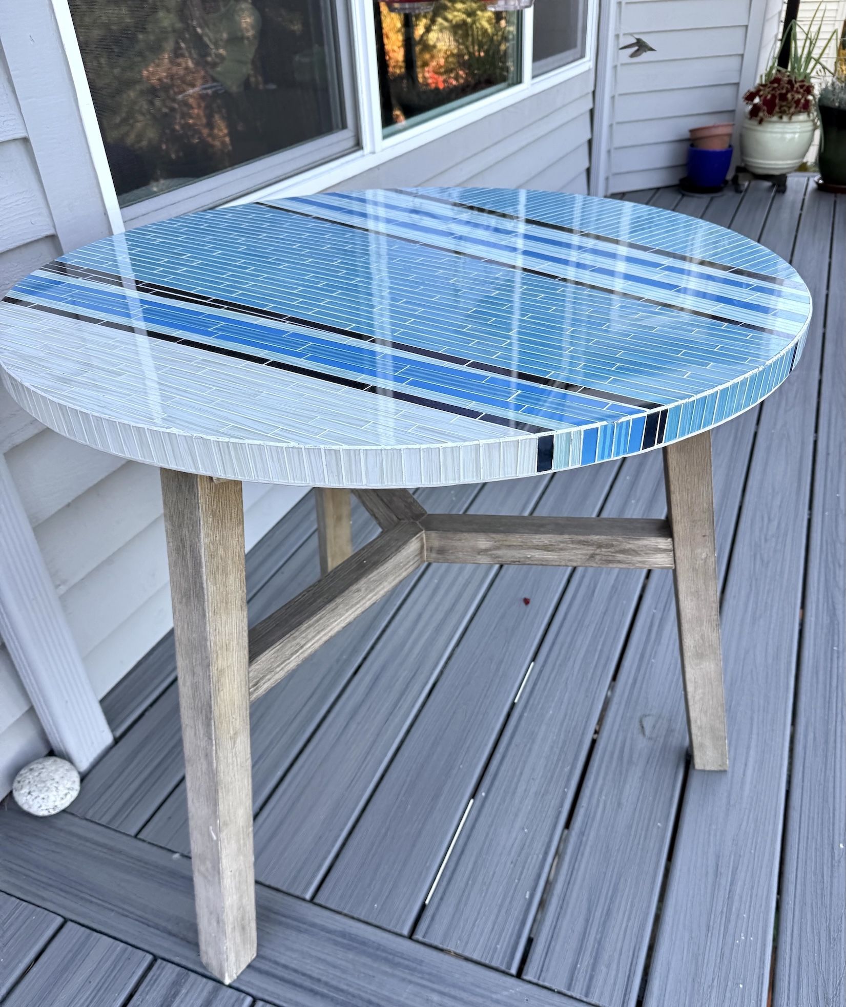 Mosaic Tile Bistro Table with Cover