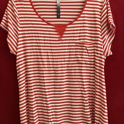 KENZIE SHORT SLEEVE SHIRT TOP XL RED STRIPE ** Most BLOUSE ON SALE now