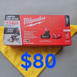 $80 Milwaukee 12-Volt 5.0ah High Output Battery Starter Kit with Charger