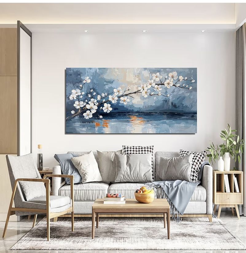 Canvas Wall Art Decor Vintage Coastal Wall Art Decorations White Flower Wall Art Prints Wall Art Pictures for Living Room Canvas Art Wall Decor Sunset