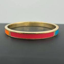 14K yellow gold ENAMEL multicolor pink orange blue white BAND ring sz 9.5