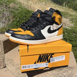 Nike air jordan 1 yellow toe taxi shoes