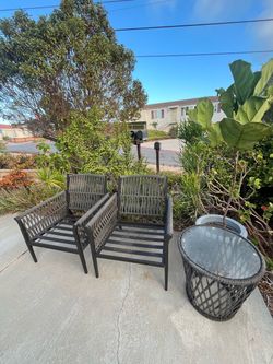 Outdoor Wicker Patio Chair Set with Side Table