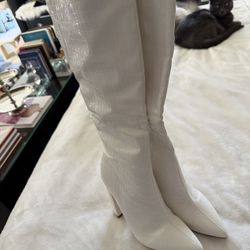 New over the knee white boots 