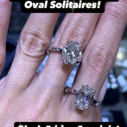 14K 3CT Oval Solitaire Lab Grown  Ring 