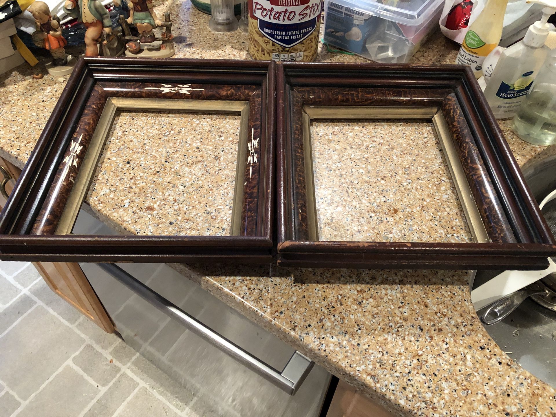 Two antique shadow box frames