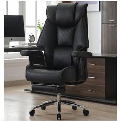 Big and Tall Office Chair with Footrest, PU Leather High Back Executive Office Chair 400lbs, Ergonomic Computer Chairs