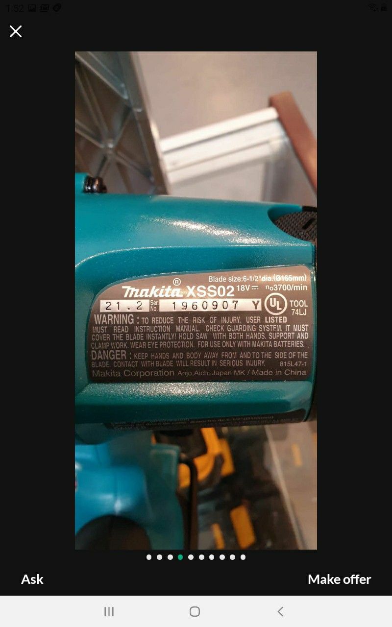 MAKITA 18V CORDLESS CIRCULAR SAW 6-1/2" IN. NO BATTERY NO CHARGER SOLO LA HERRAMIENTA