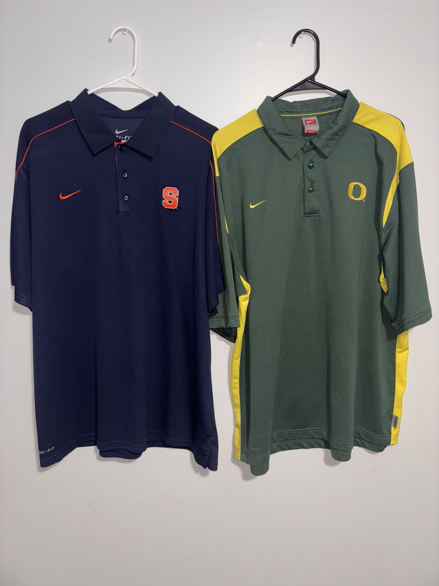 2pc Vintage Nike Team Football Oregon Ducks Syracuse Orange Polo Shirt Mens XL