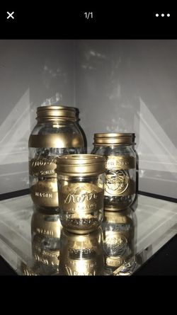 Gold and Silver Stripped Mason Jar Sets!