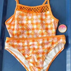Girls' Orange Floral Bikini (Sz: 14)