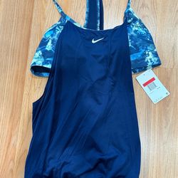 Nike Women's Tie Dye Racerback One Piece Swimsuit Blue Size L