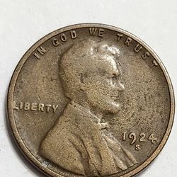 1924-S Wheat Cent Penny - Antique U.S Coin