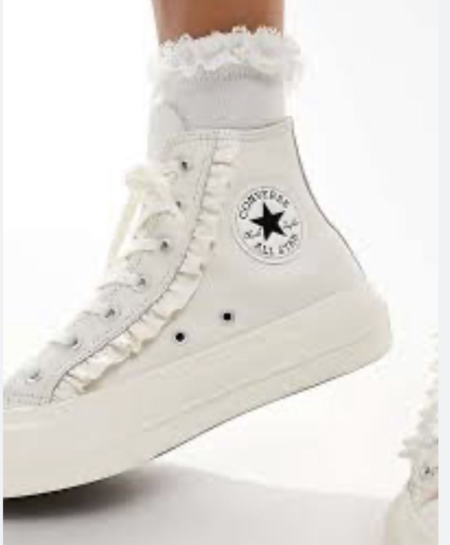 NEW Converse Chuck Taylor All Star Women’s 6.5 Ruffle Platform Sneaker White Shoes NIB