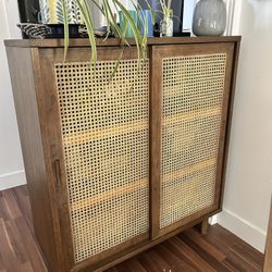 Matching Set Of Vintage Cane Bookshelves/Consoles