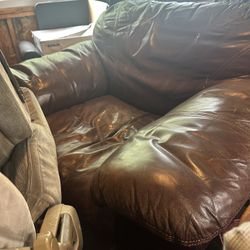Genuine Leather Sofa Chair Brown