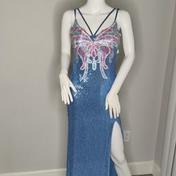 Sequin Prom Dress Butterfly Design, Size - 7