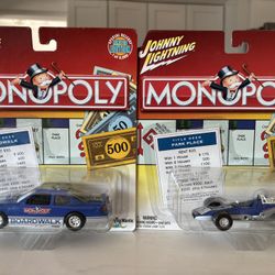 Johnny Lightning Monopoly 1:43 Car Set of 2. Vintage Set Of Two New.