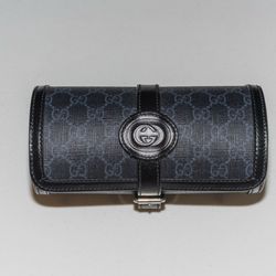 New Gucci GG Supreme Black Canvas Watch Case