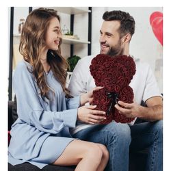 Rose Bear 10" Artificial Rose Teddy Bear with Heart Romantic Gift for Girlfriend, Wife, Mom, Valentine's Day, Anniversary, Birthday 1 for $15 2 for $3