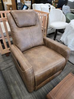 Brown Faux Leather Power Recliner Chair