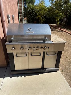 Bbq island with built in fridge large heavy granite counter top master forge must go