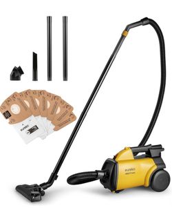 Eureka 3670M Canister Cleaner, Lightweight Powerful Vacuum for Carpets and Hard floors, w/ 5bags,Yellow