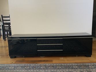 Black High-Gloss TV Stand w/ Drawers