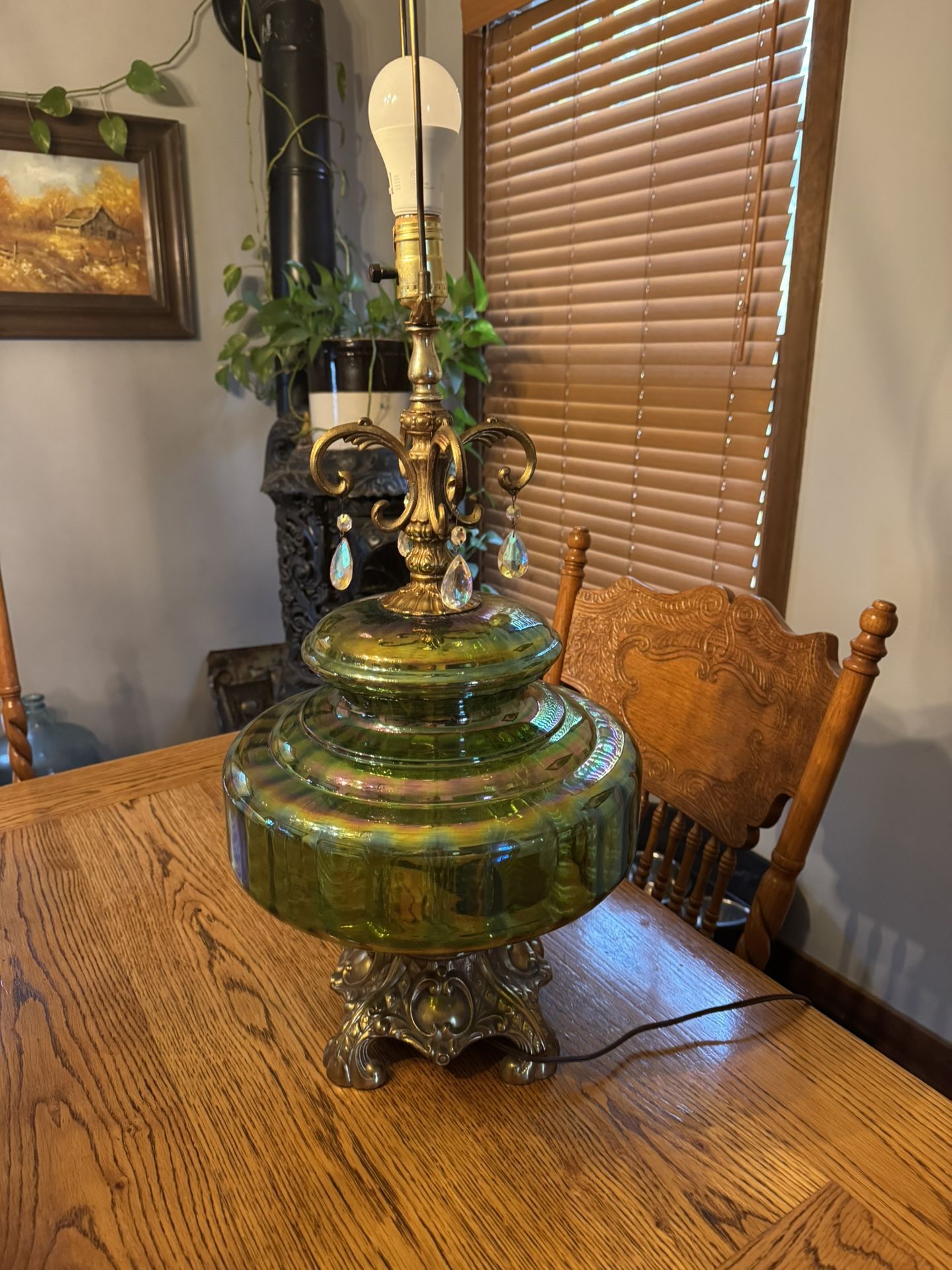 Ef & EF Industries Green Glass 3way Switch Lamp . No Shade