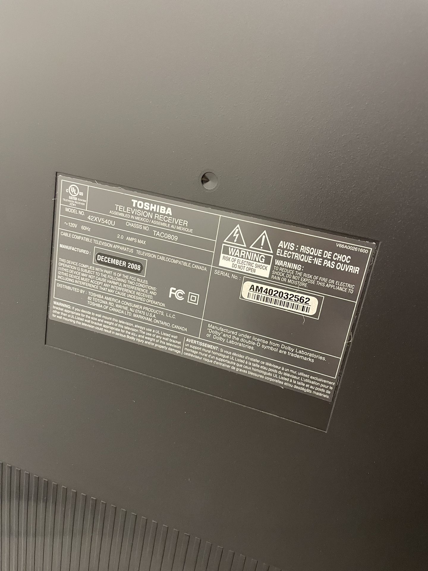 Toshiba TV 42 Inch