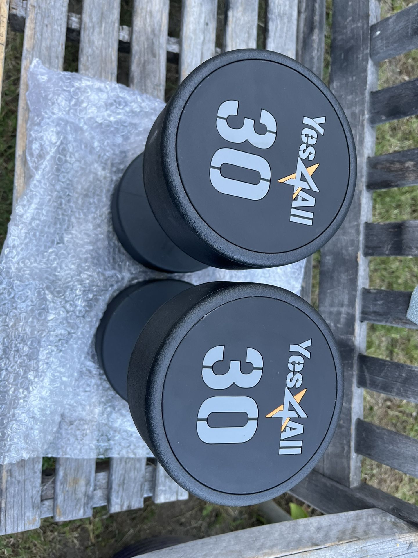 New 30lbs Pair Urethane Dumbbells 