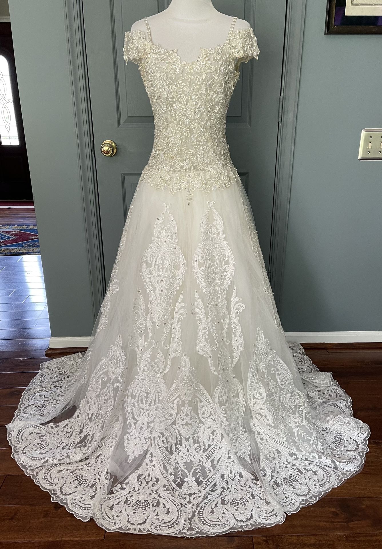 Custome made beaded wedding Dress. Size S