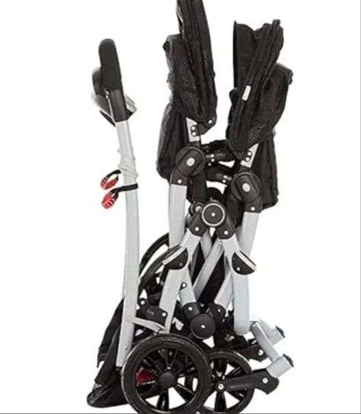 Dream On Me Track Tandem Double Umbrella Stroller with Canopy, Black
