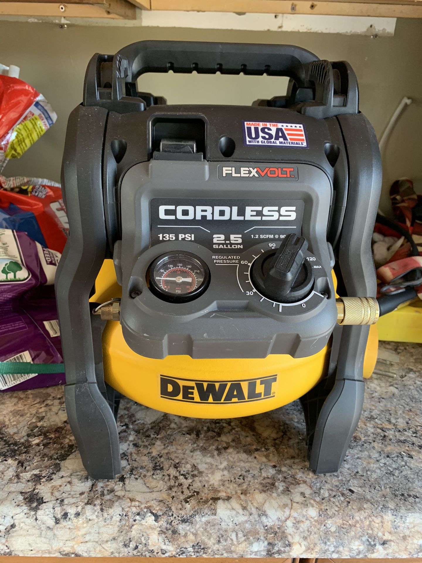 DeWalt air compressor used one time with battery $140