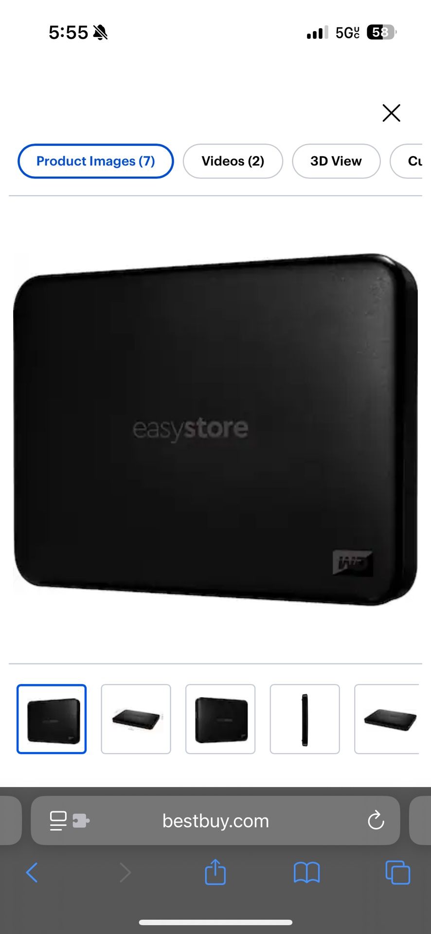 WD easy store 2TB Eternal hard drive External. New Open Box